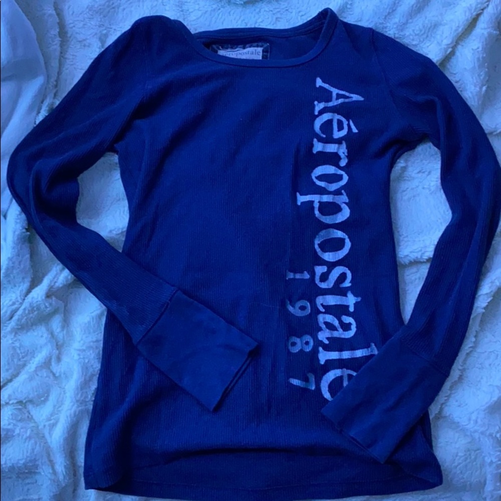 navy blue tight fit long sleeve